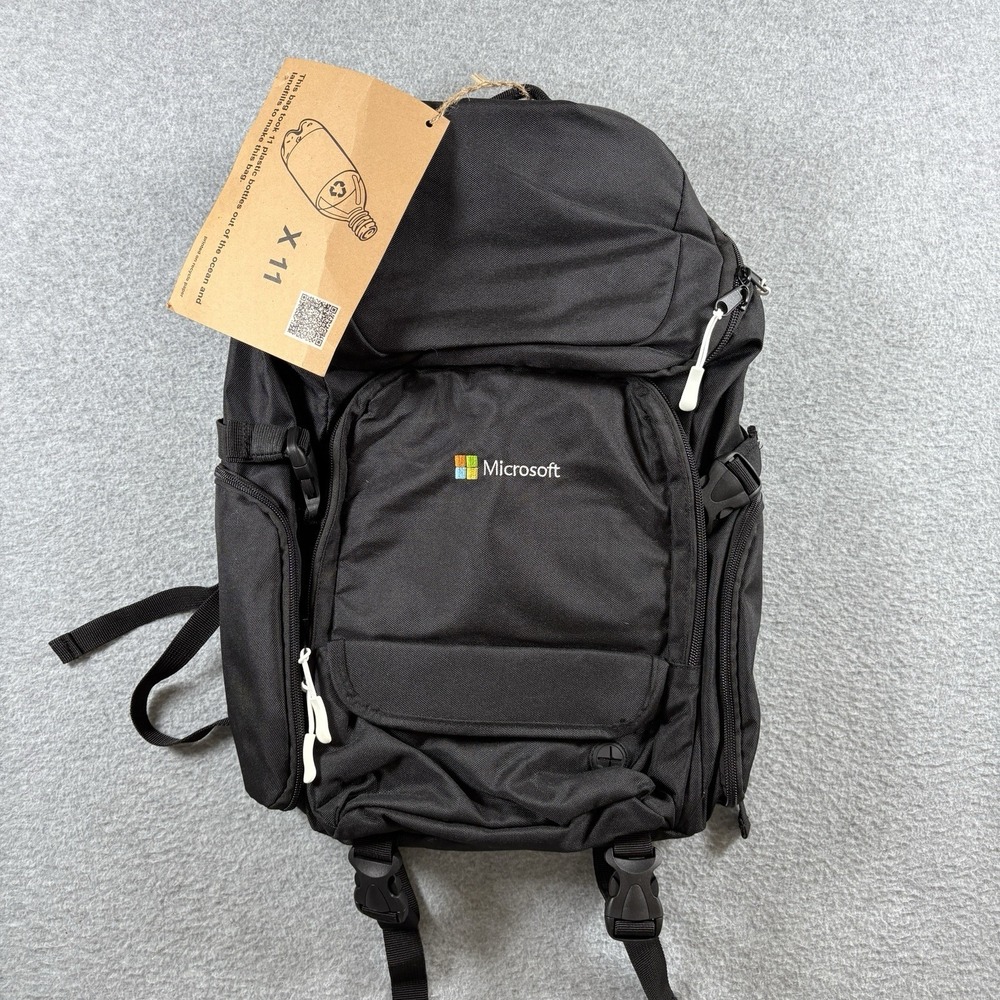NWT Microsoft Tech Laptop Backpack Insulated Cooler Compartment Black Eco Bag